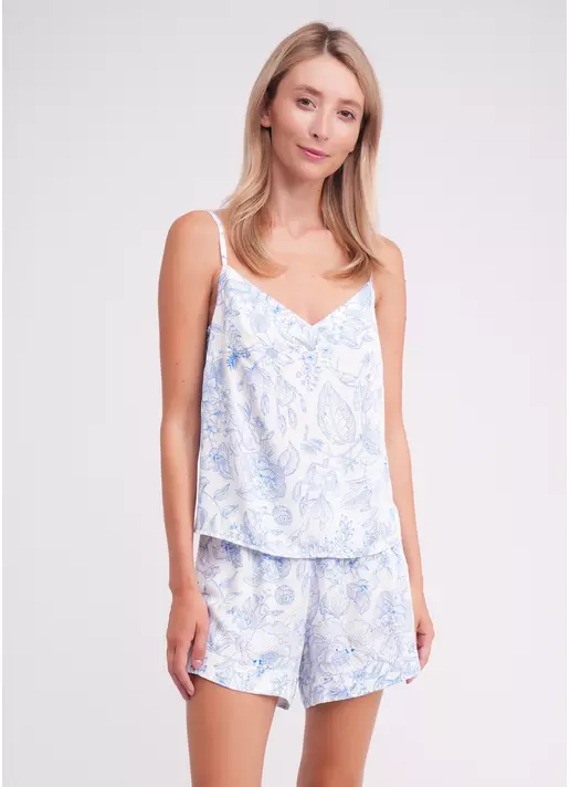 Пижама в цветы FLOSSED IN FLOWERS 6041/040 white/blue floral print (белый)