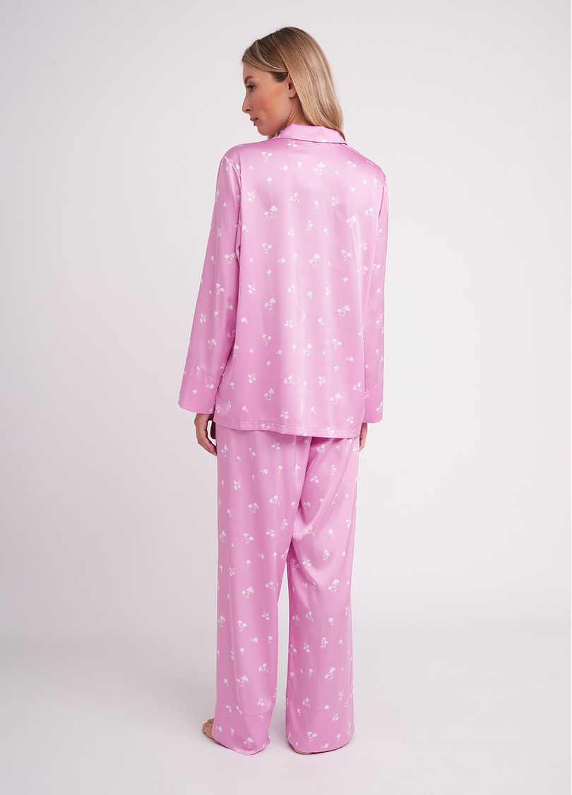 Шелковая пижама в цветы FLURISSE 5510/050 amaranth pink/floral print (розовый)