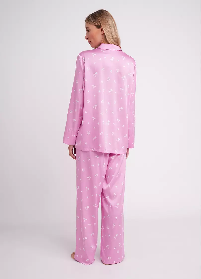 Шелковая пижама в цветы FLURISSE 5510/050 amaranth pink/floral print (розовый)