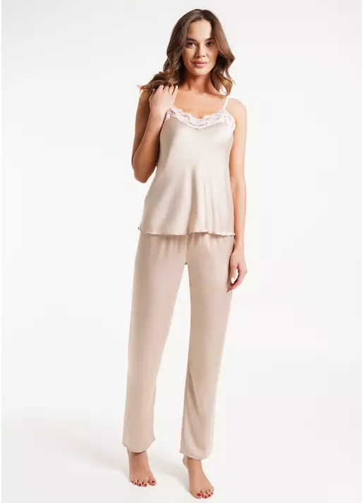 Шовкова піжама зі штанами HELENA 5003/051 beige (бежевий)