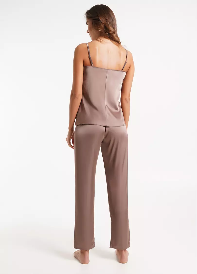 Шовкова піжама зі штанами HELENA 5003/051 chocolate (коричневий)