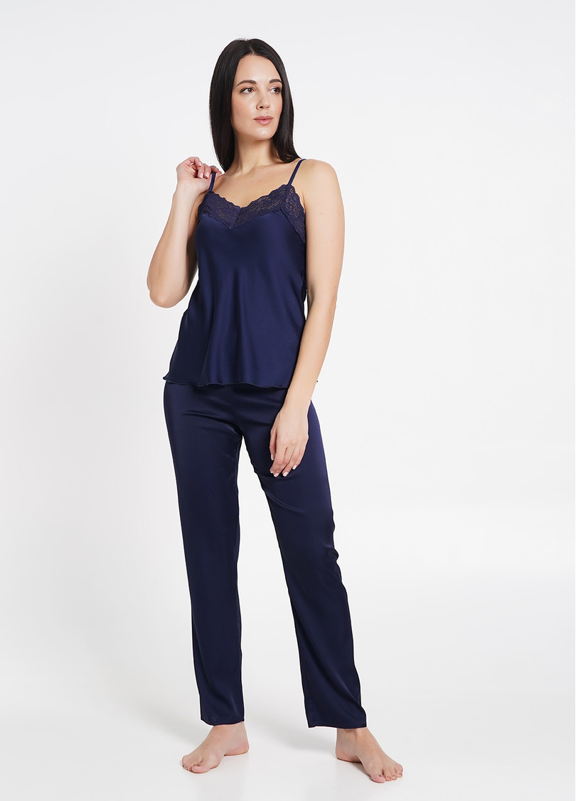 Шелковая пижама с кружевом HELENA 5003/051 navy (синий)