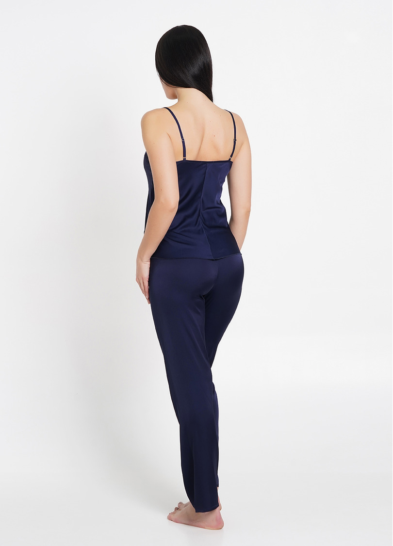 Шелковая пижама с кружевом HELENA 5003/051 navy (синий)