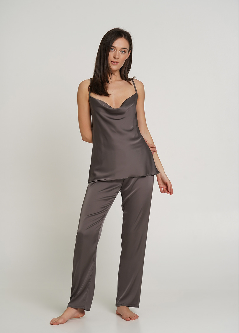 Шовкова піжама зі штанами HELENA 5007/050 cappuccino (коричневий)