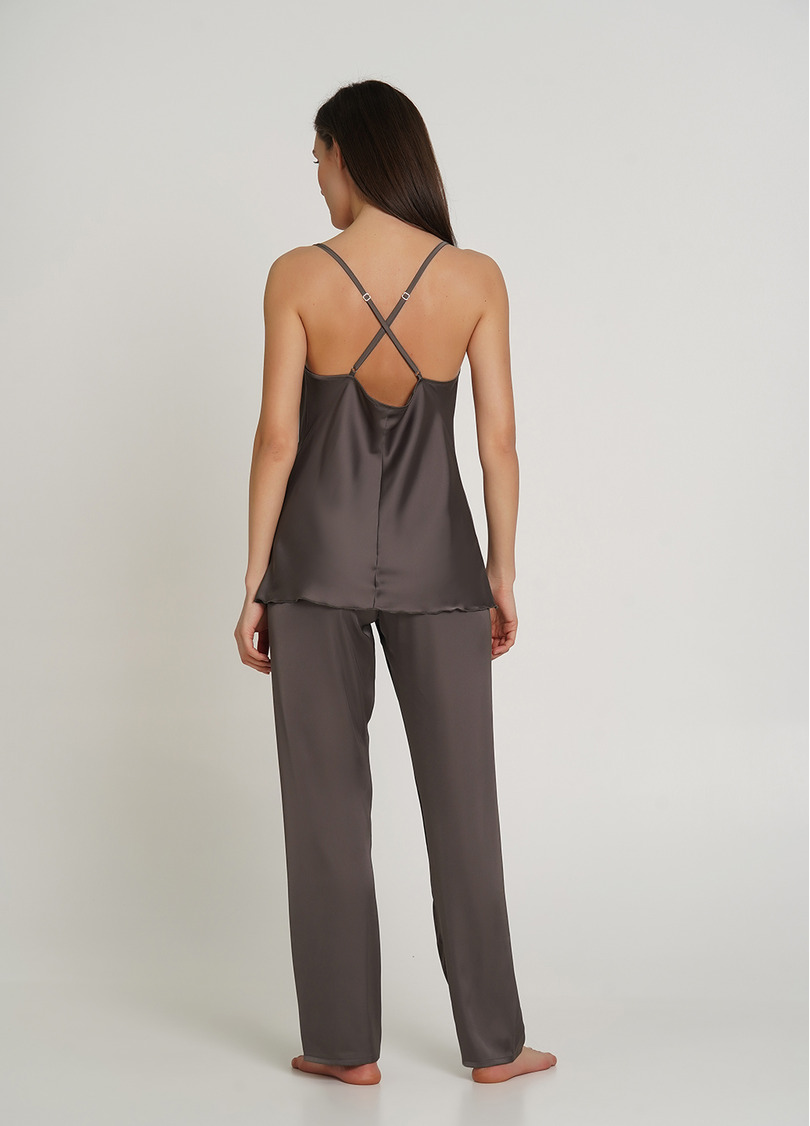 Шовкова піжама зі штанами HELENA 5007/050 cappuccino (коричневий)