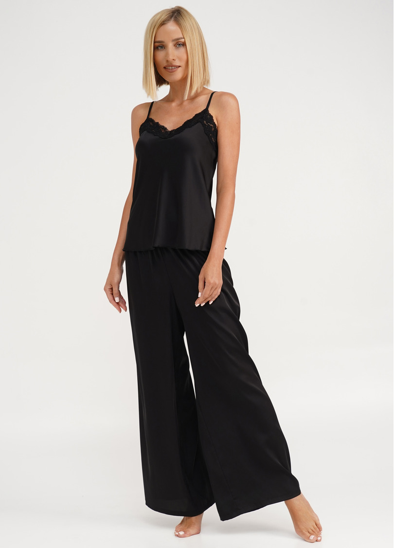 Шелковая пижама с брюками-палаццо и майкой HELENA 5008/051 black (черный)