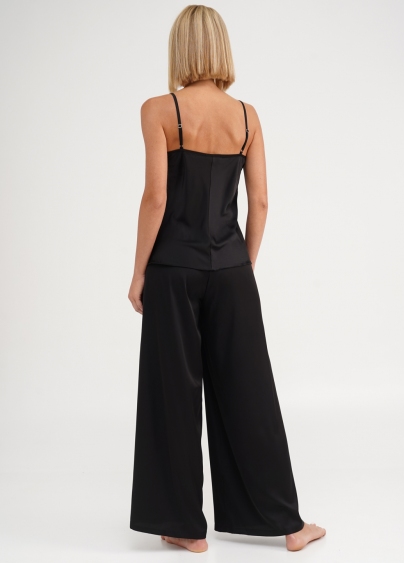 Шовкова піжама з брюками-палаццо та майкою HELENA 5008/051 black (чорний)