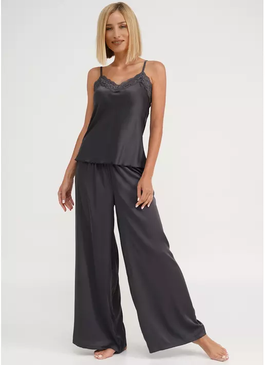 Шовкова піжама з брюками-палаццо та майкою HELENA 5008/051 griffel (сірий)