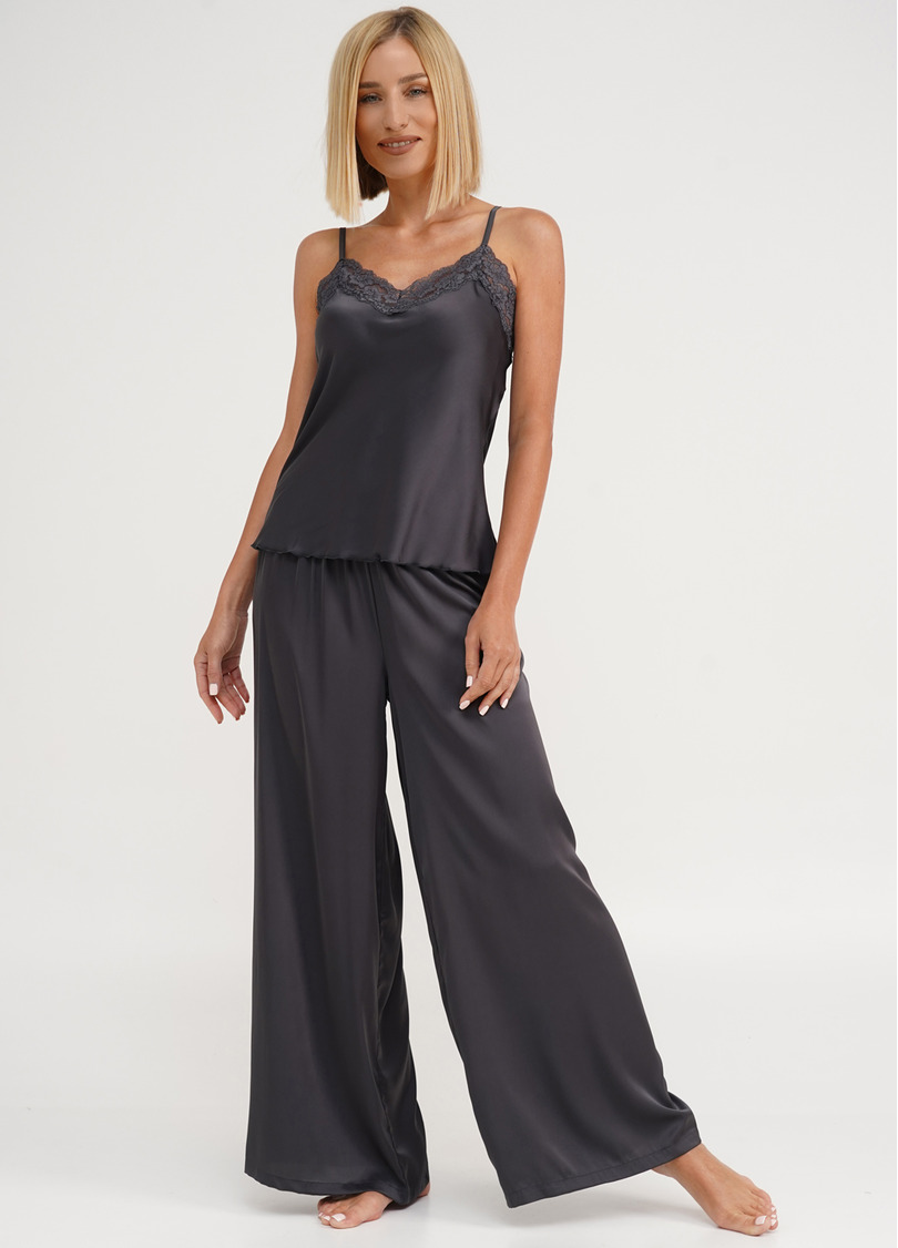 Шелковая пижама с брюками-палаццо и майкой HELENA 5008/051 griffel (серый)