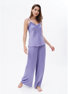 Шелковая пижама с брюками-палаццо и майкой HELENA 5008/051