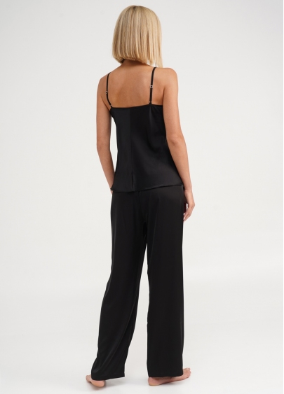 Пижама шелковая с кружевом HELENA 5009/051 black (черный)