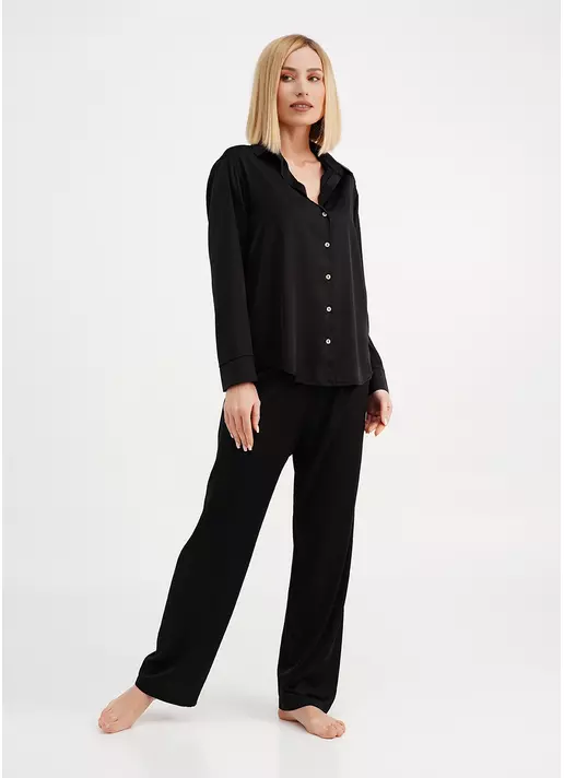 Шовкова піжама сорочка та штани HELENA 5508/050 black (чорний)