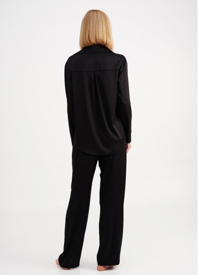 Шелковая пижама рубашка и брюки HELENA 5508/050 black (черный)