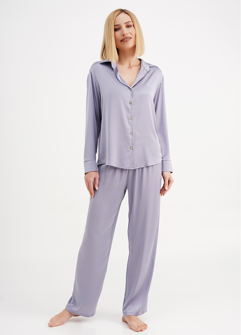 Шелковая пижама рубашка и брюки HELENA 5508/050 cool grey (серый)
