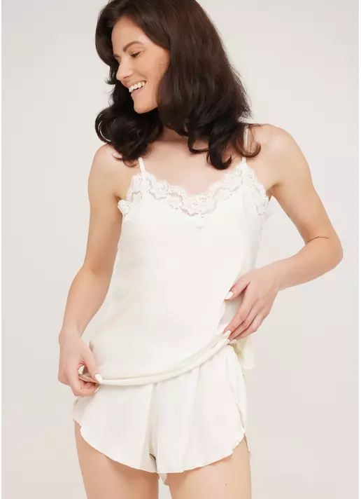 Шелковая пижама с шортиками HELENA 6025/051 (кремовый)