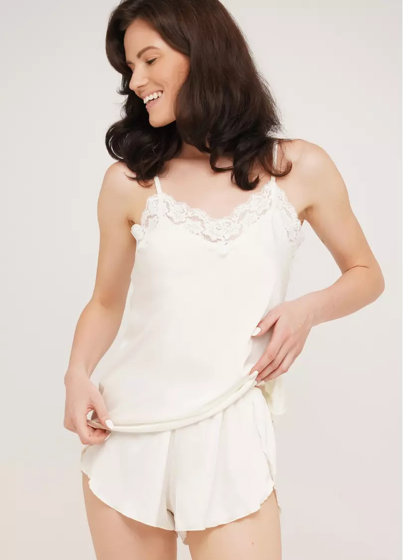 Шовкова піжама з шортиками HELENA 6025/051 (кремовий)