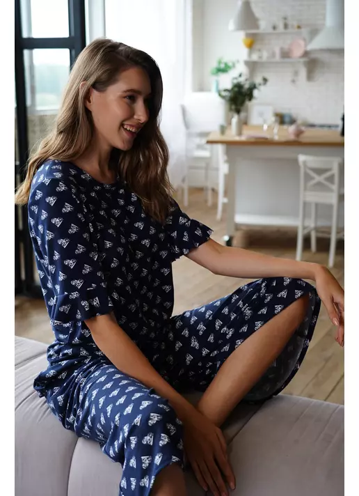 Піжамний комплект з віскози JE T'AIME 5208/030 navy (синій)