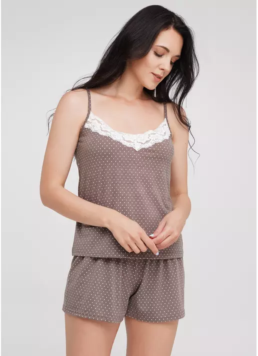 Пижама в горох с майкой на тонких бретелях JULIET 6003/031