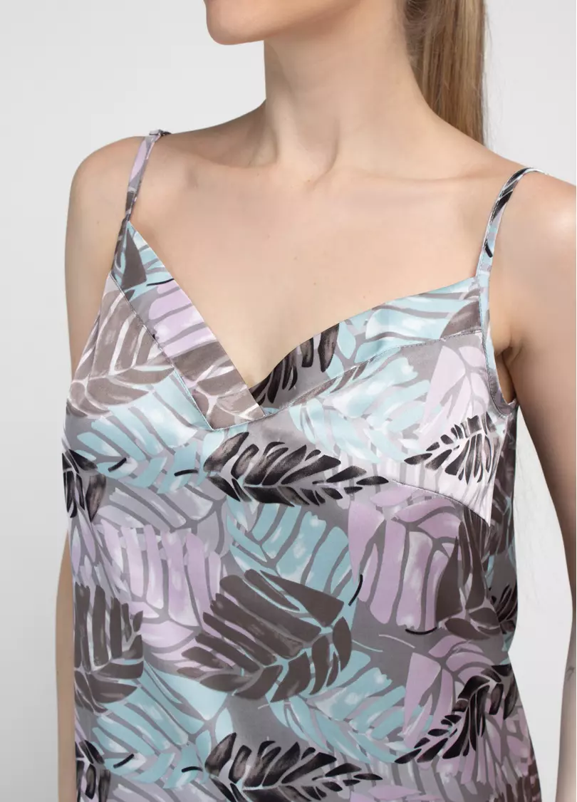 Короткая пижама из шелка LEAFSONG 6042/050 mokko print (коричневый)