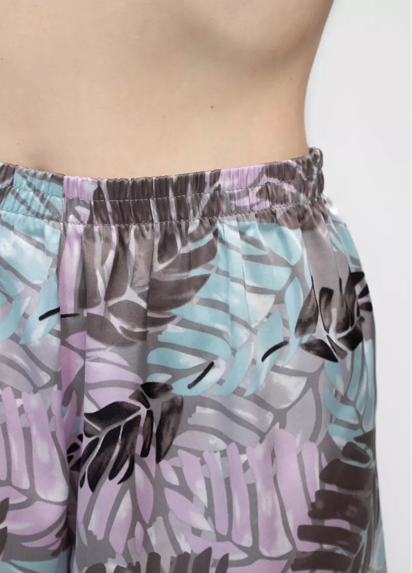 Короткая пижама из шелка LEAFSONG 6042/050 mokko print (коричневый)