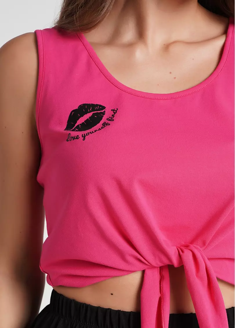 Пижамный комплект майка и шорты LOVE YOURSELF 6030/010 pink/black (розовый/черный)