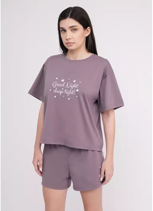 Пижама хлопковая комплект LUNAR REVERIE 6129/010 muted mauve/print (фиолетовый)