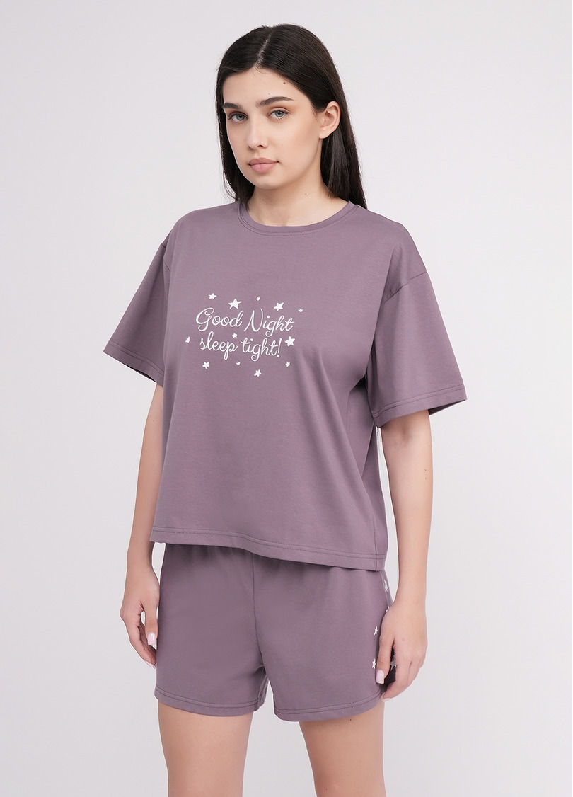 Піжама бавовняна комплект LUNAR REVERIE 6129/010 muted mauve/print (фіолетовий)