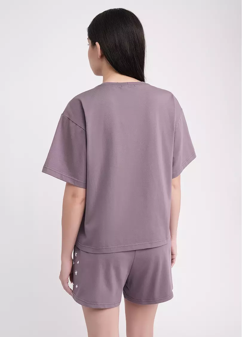 Пижама хлопковая комплект LUNAR REVERIE 6129/010 muted mauve/print (фиолетовый)