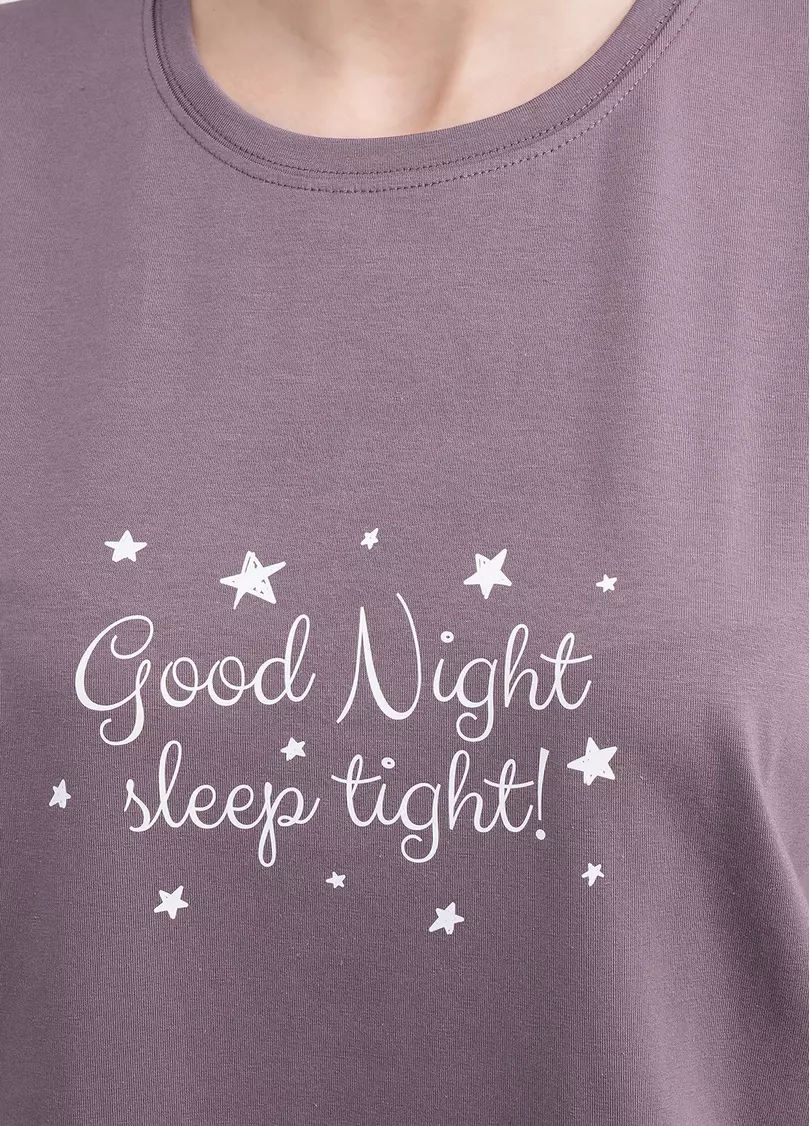 Пижама хлопковая комплект LUNAR REVERIE 6129/010 muted mauve/print (фиолетовый)