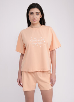 Пижама хлопковая комплект LUNAR REVERIE 6129/010 peach/print (оранжевый)