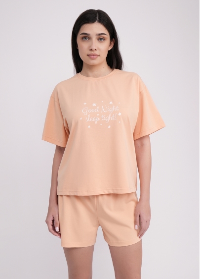 Пижама хлопковая комплект LUNAR REVERIE 6129/010 peach/print (оранжевый)