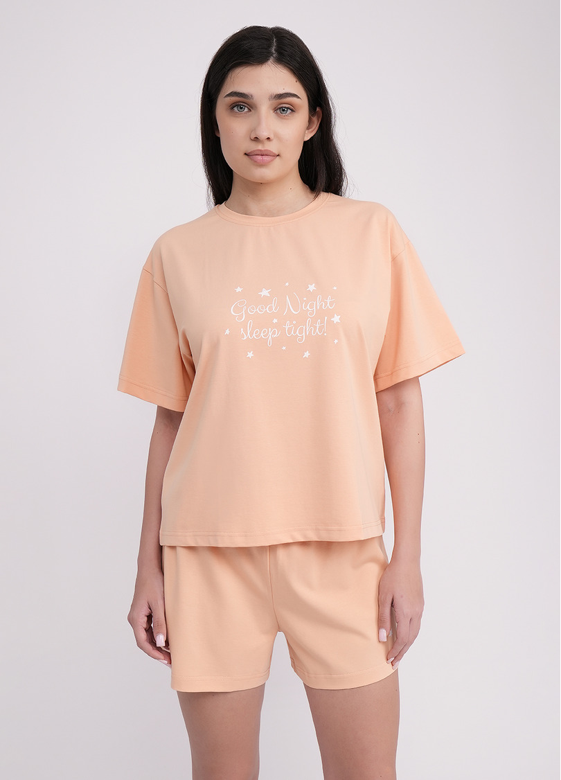 Піжама бавовняна комплект LUNAR REVERIE 6129/010 peach/print (помаранчевий)