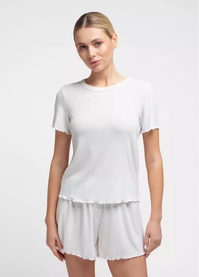 Короткая пижама из ажурного трикотажа MALLOW 6131/310 milk (белый)