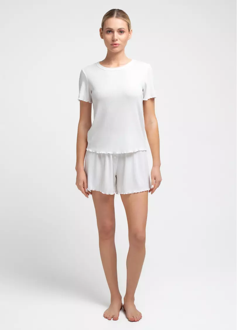 Короткая пижама из ажурного трикотажа MALLOW 6131/310 milk (белый)