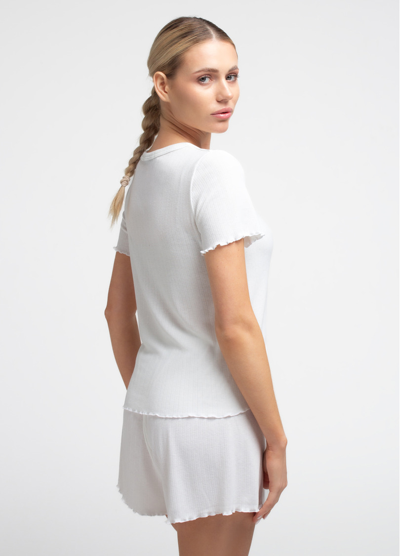 Короткая пижама из ажурного трикотажа MALLOW 6131/310 milk (белый)