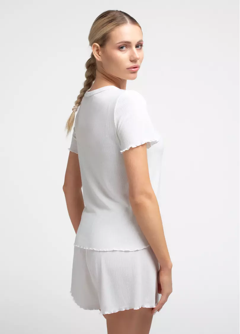 Короткая пижама из ажурного трикотажа MALLOW 6131/310 milk (белый)