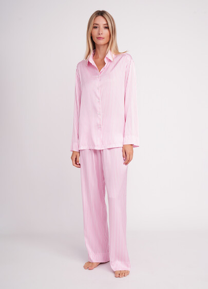 Шовкова піжама в смужку NAP QUEEN 5902/050 white/amaranth pink (білий/рожевий)