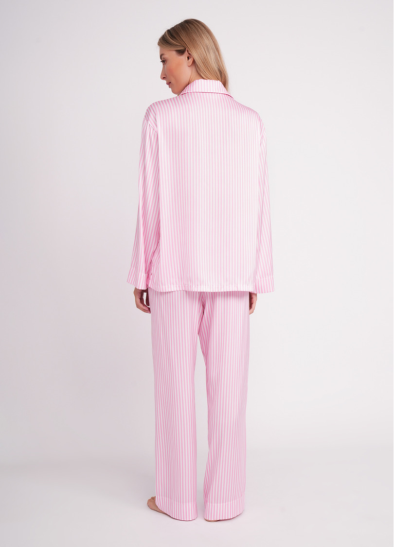 Шелковая пижама в полоску NAP QUEEN 5902/050 white/amaranth pink (белый/розовый)