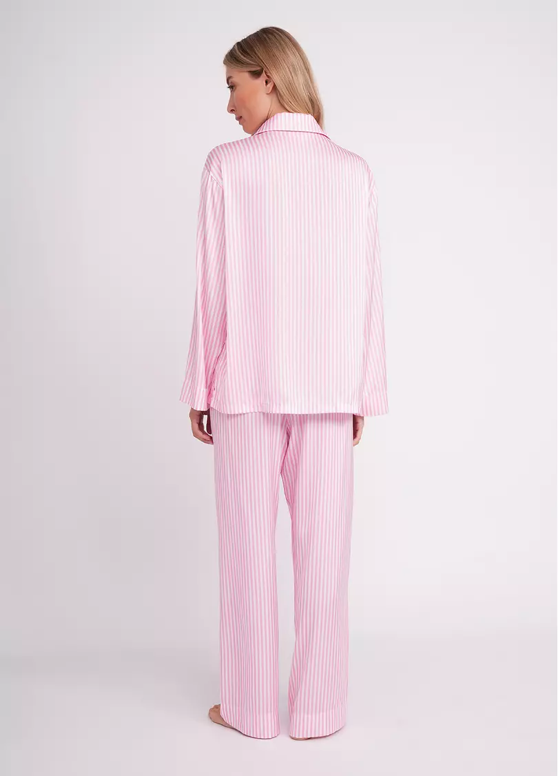 Шовкова піжама в смужку NAP QUEEN 5902/050 white/amaranth pink (білий/рожевий)