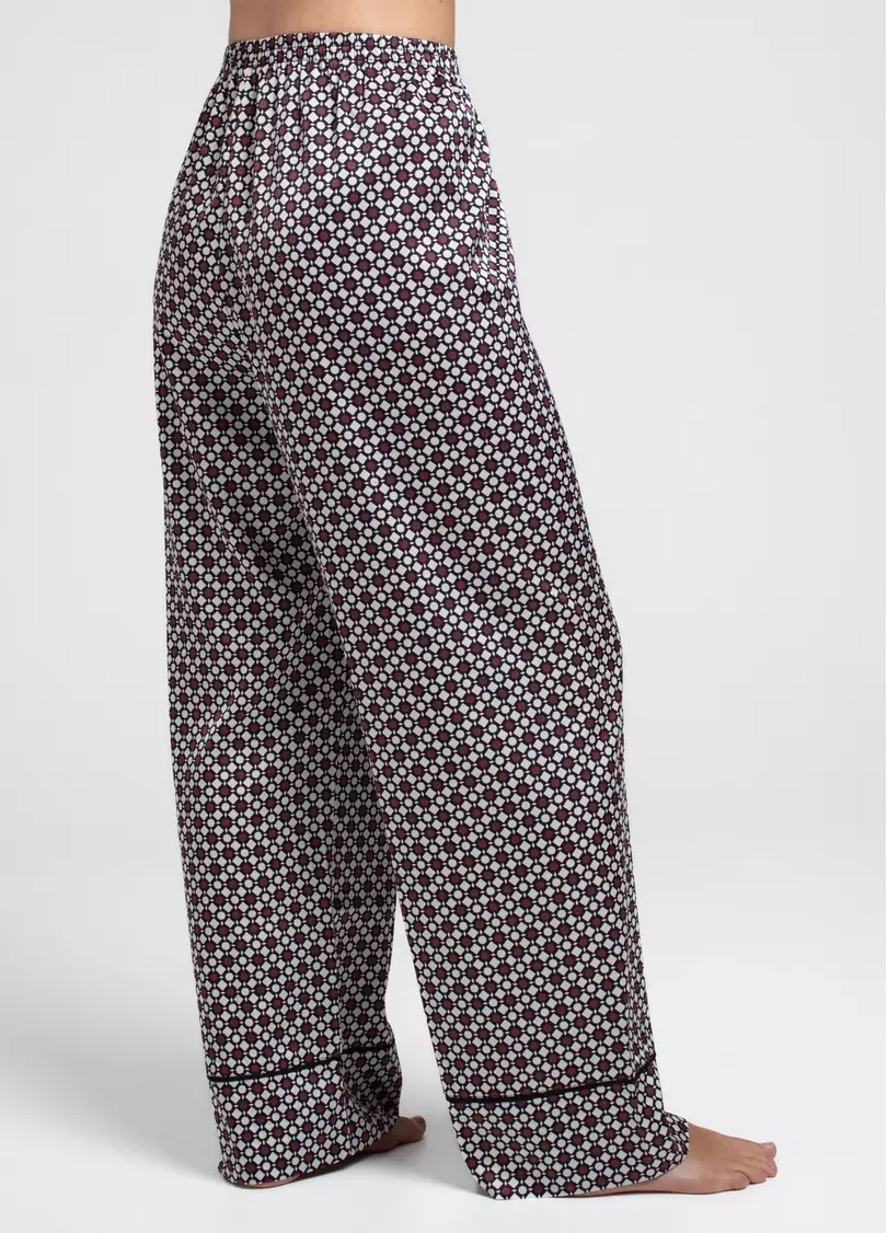 Шовкова піжама комплект NOIRE 5507/050 white/crushed berry rhomb (білий/бордовий)