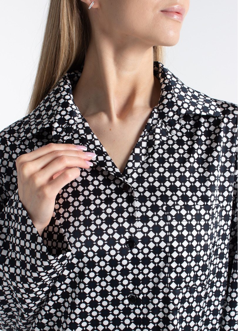 Шовкова піжама NOIRE 5903/050 white/twilight teal rhomb (білий/чорний)