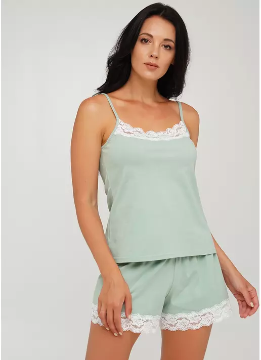 Хлопковая пижама с шортиками и с кружевом OLIVE 6022/011