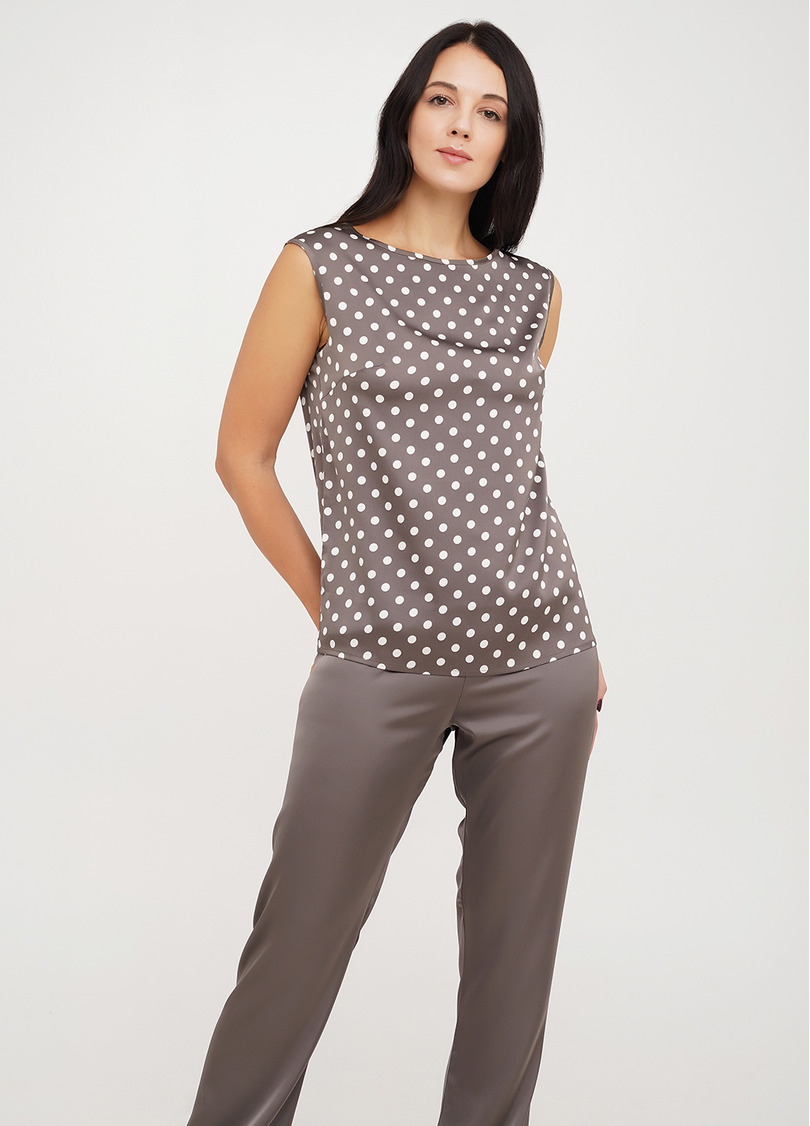 Шовкова піжама майка зі штанами в горох POLKA DOT 5005/050 cappuccino (коричневий)