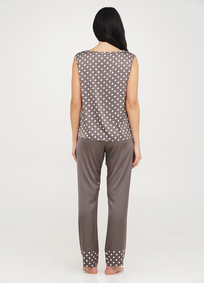 Шелковая пижама майка со штанами в горох POLKA DOT 5005/050 cappuccino (коричневый)