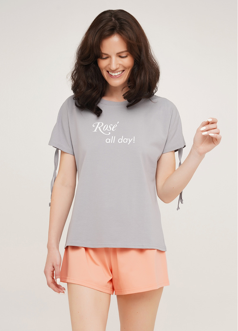 Бавовняна піжама з короткими рукавами та шортиками ROSE 6114/010