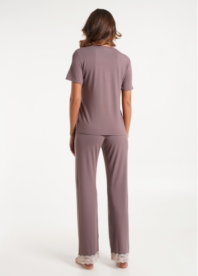 Комплект пижамы из вискозы с кружевом SAND STORM 5119/031 cappuccino (коричневый)
