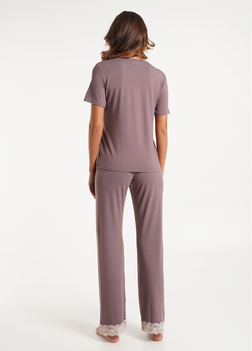 Комплект пижамы из вискозы с кружевом SAND STORM 5119/031 cappuccino (коричневый)