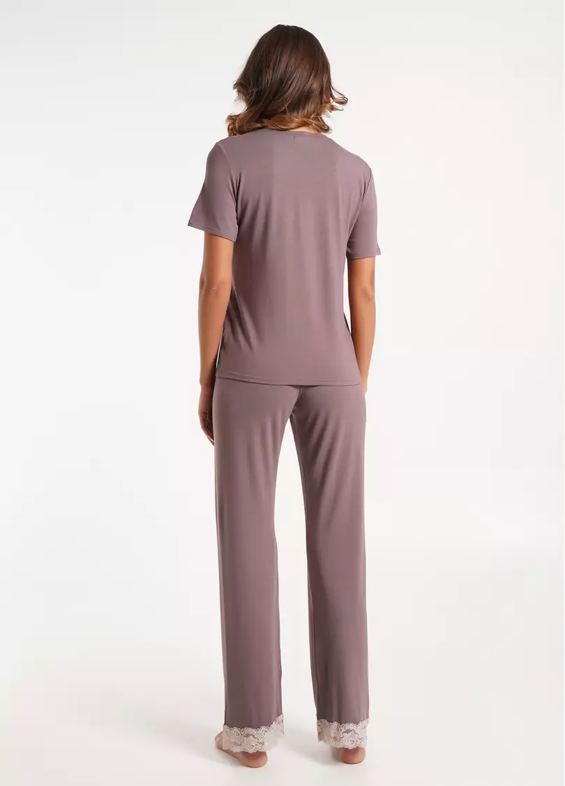 Комплект пижамы из вискозы с кружевом SAND STORM 5119/031 cappuccino (коричневый)