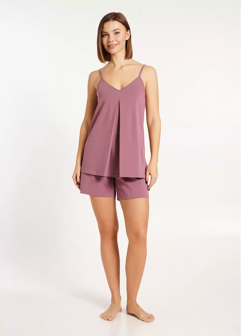 Хлопковая пижама майка и шорты SEVILLA 6035/010 dark powder (розовый)