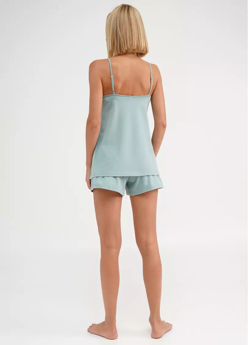 Хлопковая пижама майка и шорты SEVILLA 6035/010 mint (голубой)